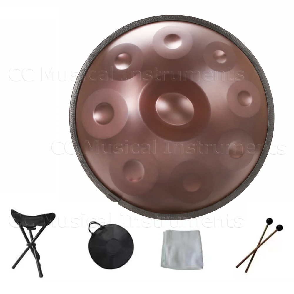 18 inch 9 tone G minor 440hz handpan drum steel tongue drum meditation instrument beginner Taber Yoga learning instrument gift
