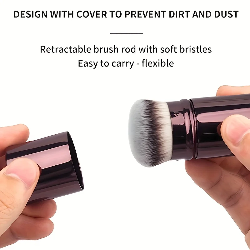 Professional Retractable Round Head Makeup Brush For Powder Blush_voghion.com