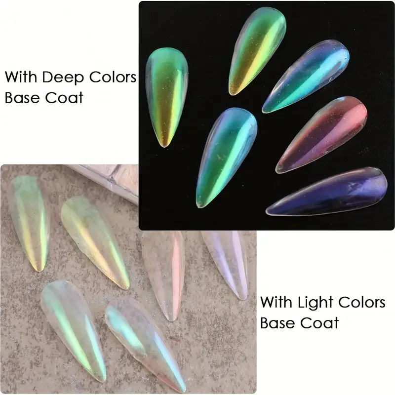 6pcs Auroras Nail Powder Metallic Mirror Effect Holographic Chameleon Pigment For Nail Art Gel Polish Mermaid Dipping