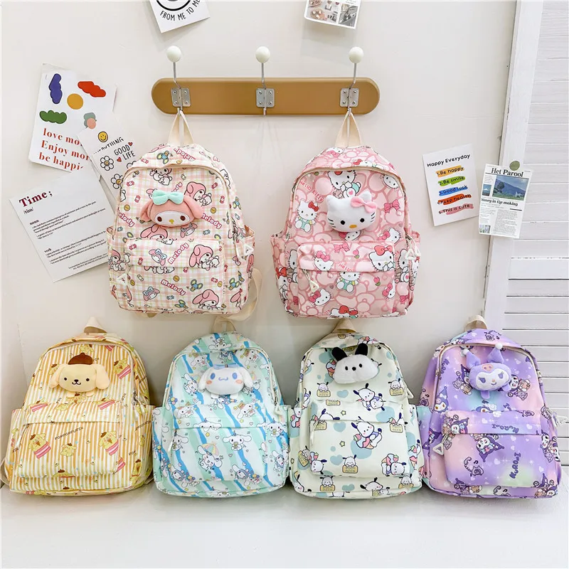 Hello Kitty Korea 2024 Spring New Children's School Bag Cartoon Cute Large Capacity Kindergarten Backpack for Boys and Girls