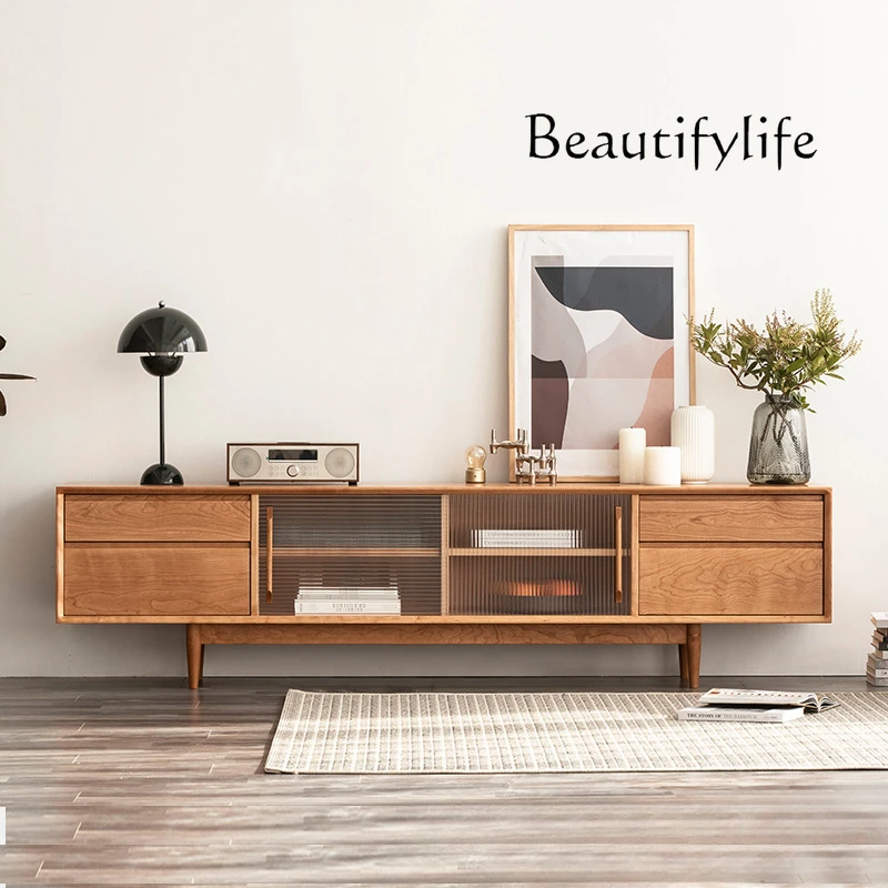 

Nordic Home Solid Wood TV Cabinet Simple Chinese Style Audiovisual Cabinet