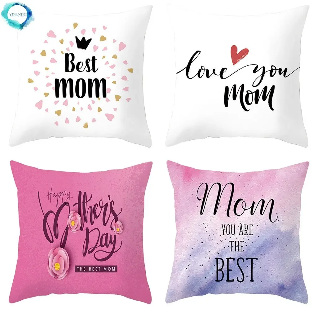 

45cm*45cm Happy Mother's Day I Love Mom Linen/Cotton Throw Pillow Covers Couch Cushion Cover Home Decor Pillowcase