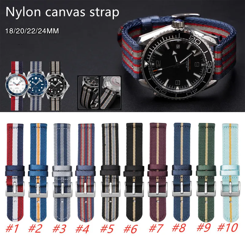 

18mm 20mm 22mm 24mm Nylon canvas watch strap Universal bracelet for OMEGA SWATCH Longines Comfortable breathable watchband