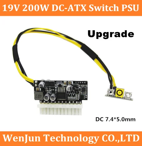Atualização dc 7.4*5.0 Tamanho Psu 19v 200w Pico Atx Switch Mineração Psu 24pin Mini Itx dc para Atx pc Fonte de Alimentação para Computador