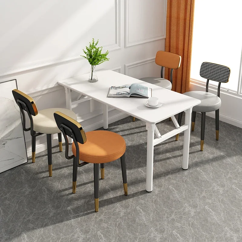 Nordic Dining Chairs Mobile Leather Accent Lounge Living Room Relaxing Dining Chair Backrest Chaise Design Balcony Furniture