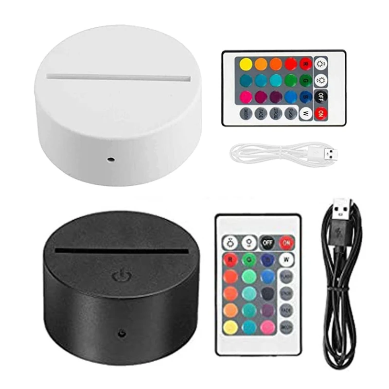 

P82D 4Pc Night LED Light Lamp Base Remote Control USB Cable Adjustable 7 Colors Decorative Lights for Room Restaurant Officce