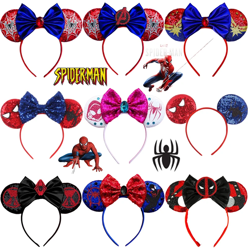 Disney Marvel Spider-Man Hair Accessories for Women Avengers Ears Headbands Girl Cosplay Peter Parker Hairband Kid Festival Gift pixar cosplay spider man hairband girl marvel avengers headband women sequins hair accessories bow disney headwear carnival gift