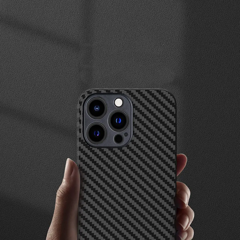 Carbon Fiber Stripe Leather Sleeve Case - Business Style Cover