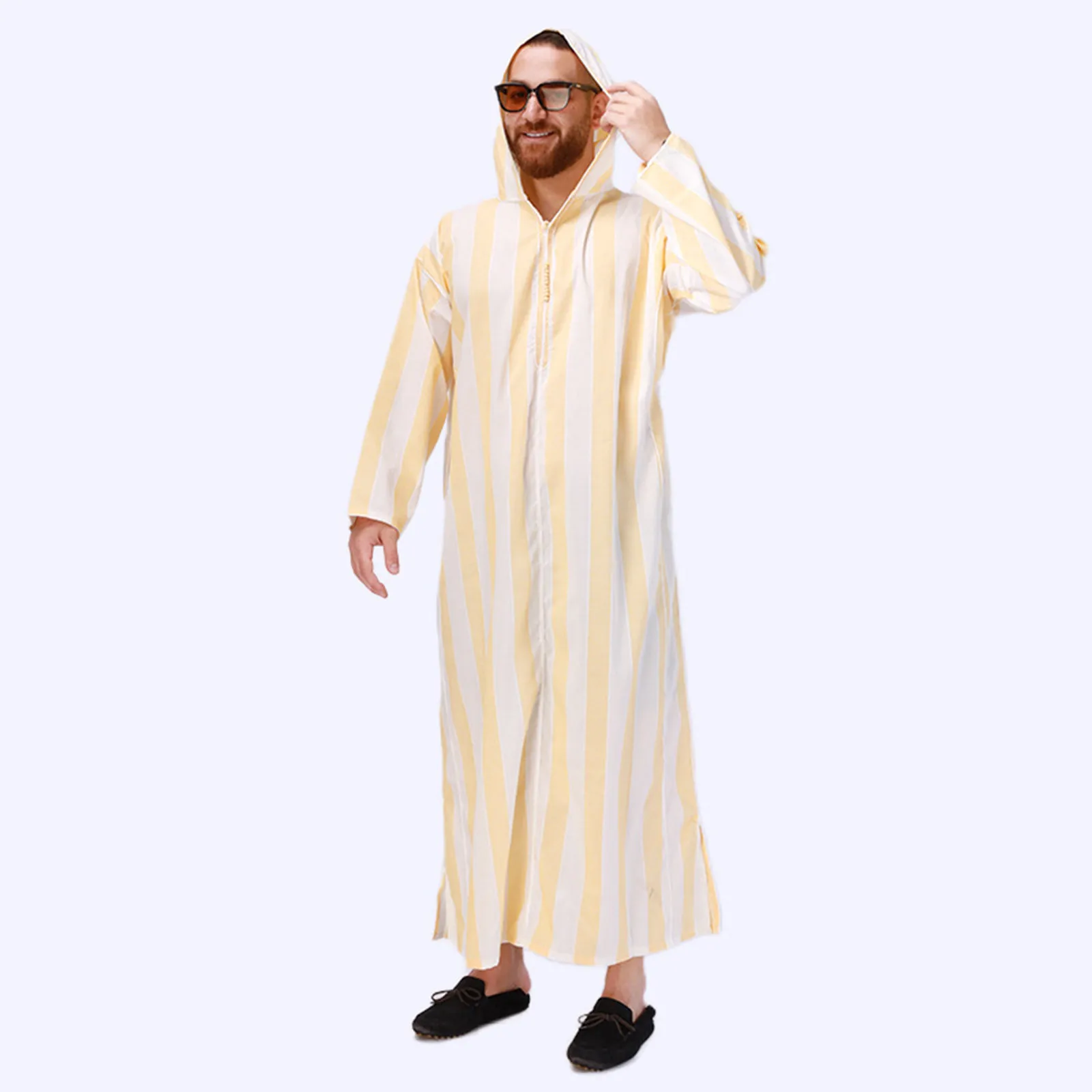 

Muslim Jubba Thobe Middle East Islamic Robe Hoodies Abaya Robe Saudi Arab Mens Fashion Kaftan Loose Streetwear Eid Ramadan