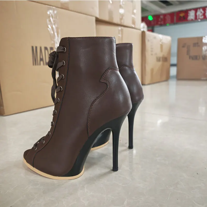 High HeelsAnkle Boots Peep Toe Dance Shoes 35-42 Large Size Platform Dance Heels 11cm Latin Ballroom Dance Shoes