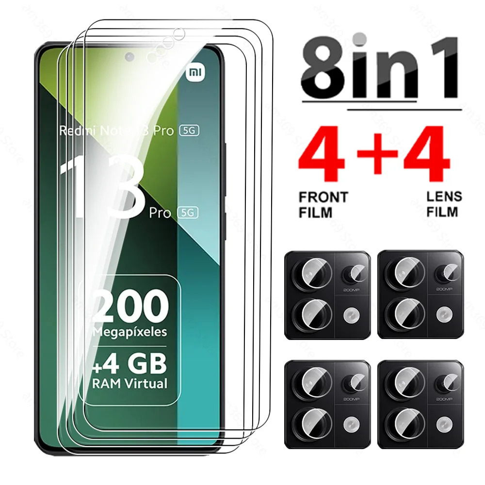 Protecteur D'Écran Pour Xiaomi Redmi Note 13 Pro, Film En Verre 5G, Verre D'Objectif, 8 En 1, 4G