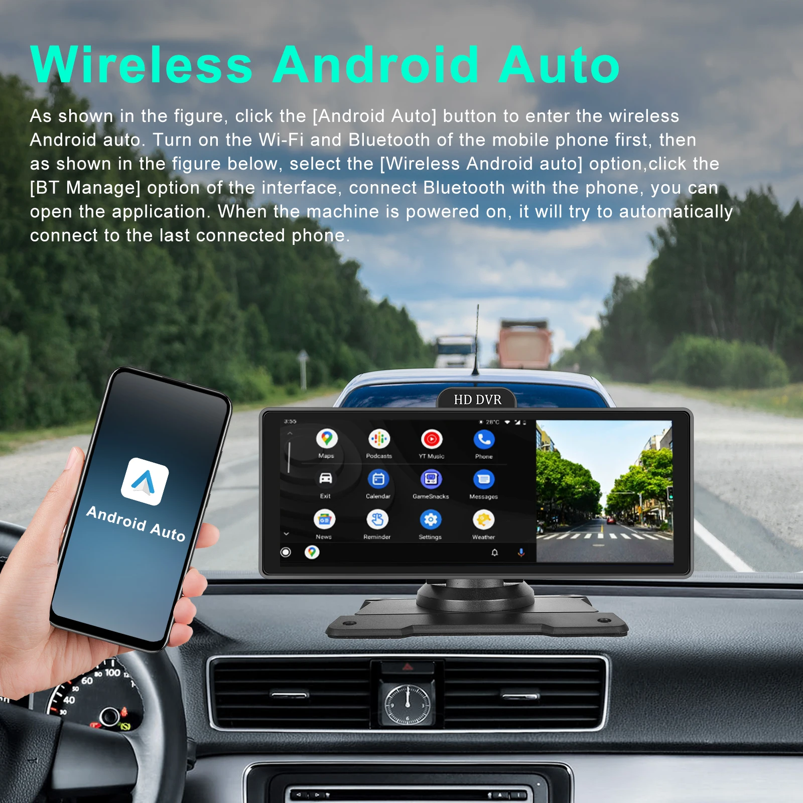 Podofo ڵ , 4K DVR  ī÷, ȵ̵ ڵ  , ADAS  ķ,  ī޶, GPS, ,  , 10.26 ġ