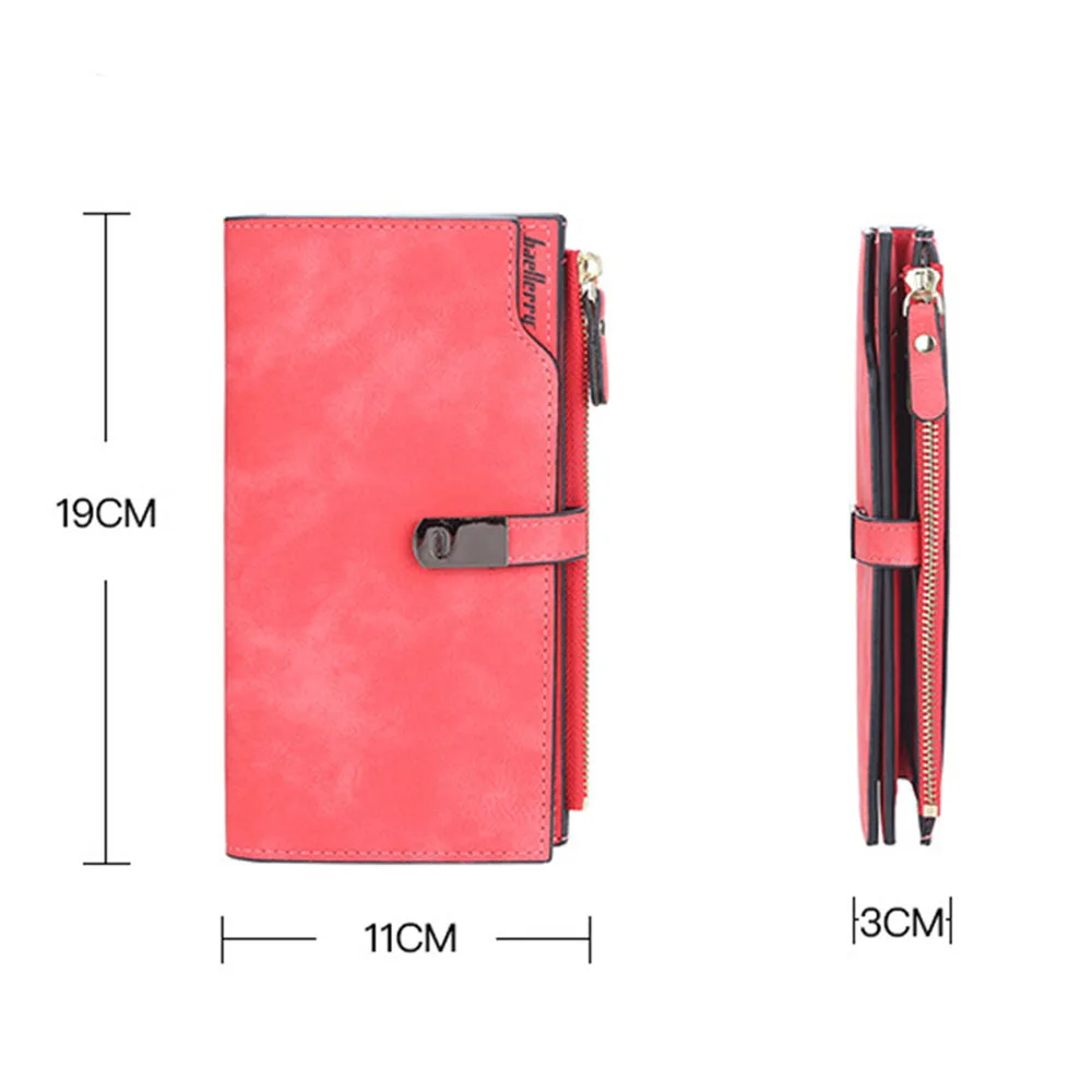 Women Long Wallets Magnetic Buckle Free Name Engraving Top Quality Card Holder Classic Female Purse Zipper Wallet For Girl 5