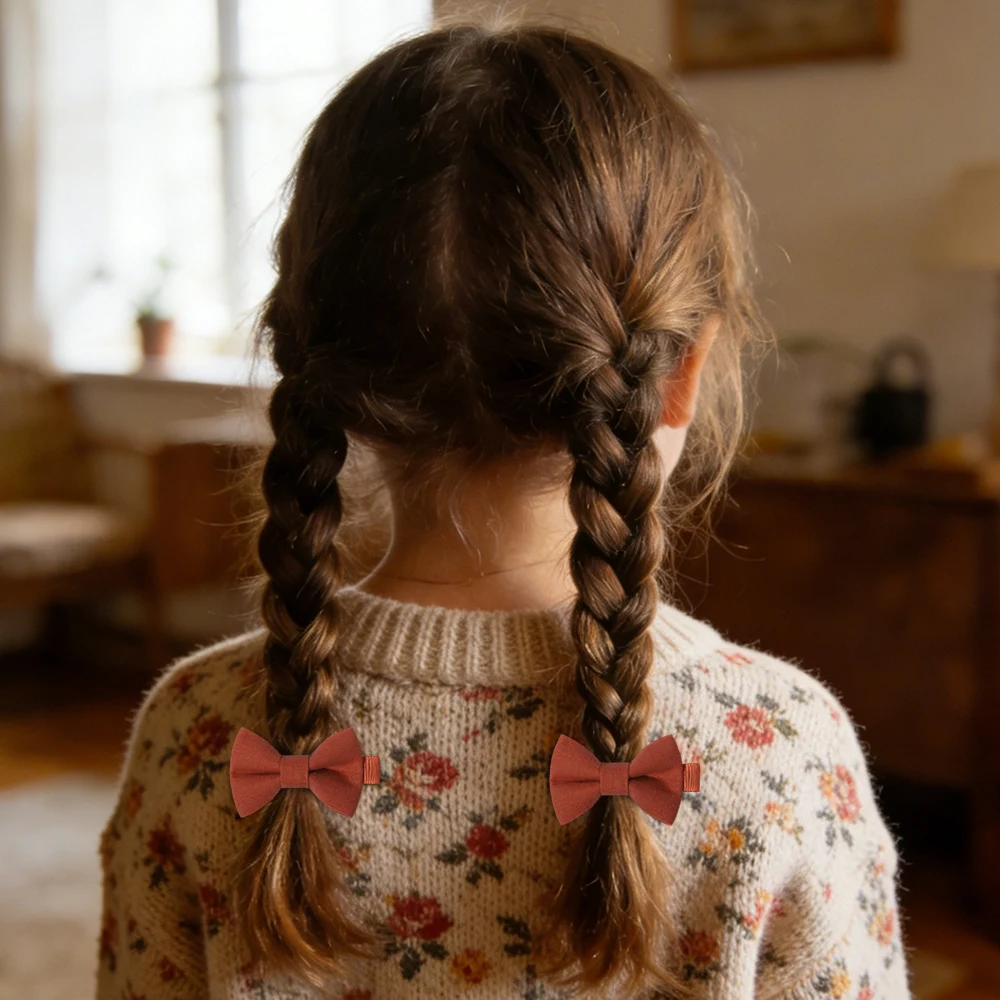 Conjunto de ganchos de cabelo com laço em tecido para bebé_voghion.com