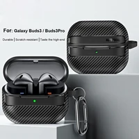 Carbon Fiber Earphone Protector Case For Samsung Galaxy Buds3 / Buds 3 Pro Case Protective Sleeve Cover With Keyring Accessories 6