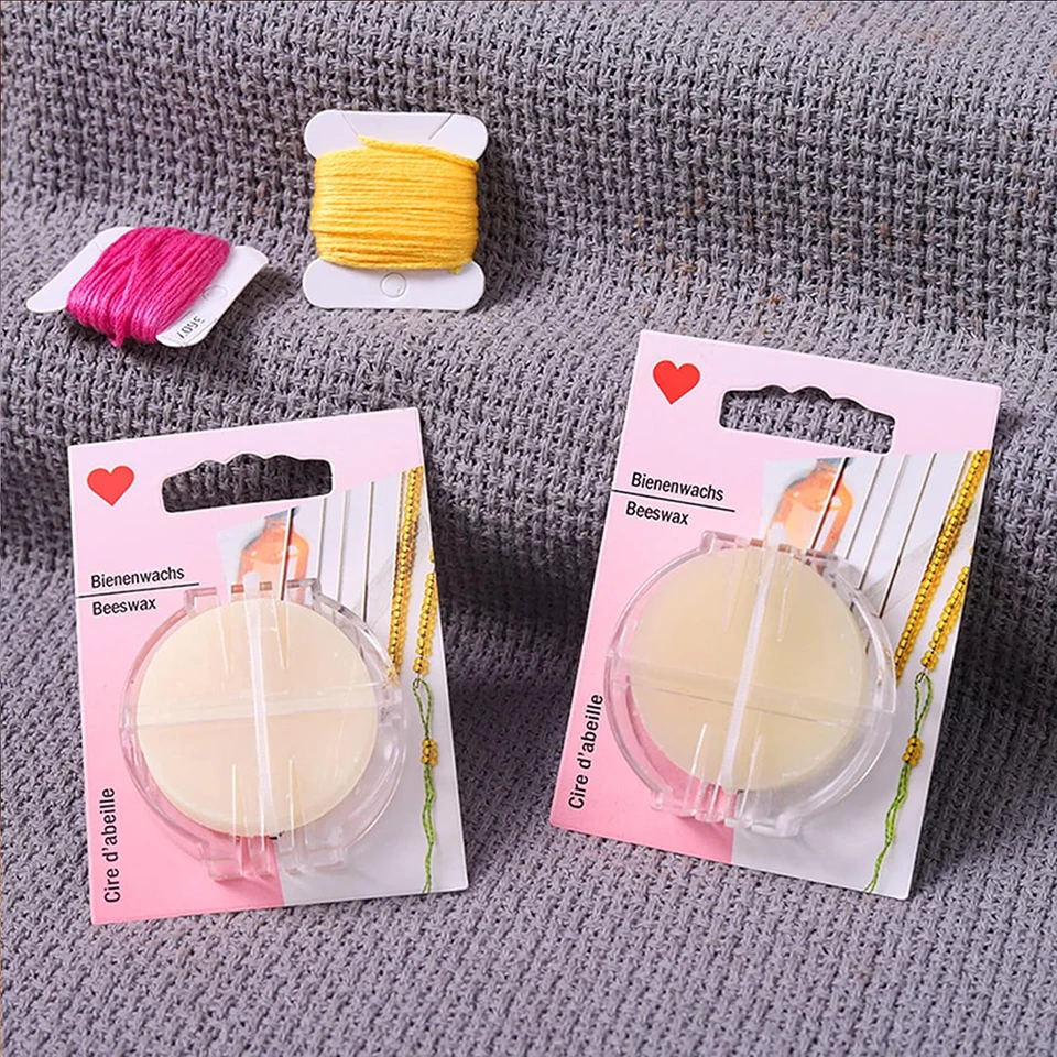 2 Pezzi Cera D'Api Per Cucire In Scatola Di Plastica – Balsamo Per Filo, Rinforzo E Lubrificante Per Cucito A Mano E Trapuntatura (Giallo) - 4