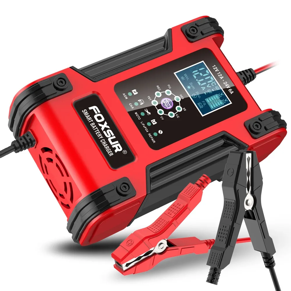 High Power 12A 5A Battery Charger Universal 12V 24V Car Battery Charge