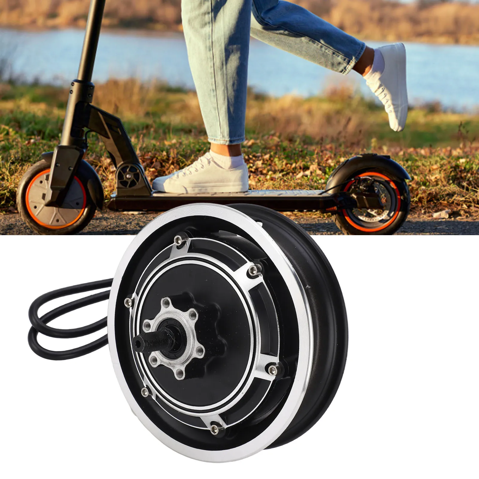 48V Hub Motor Electric Scooter Hub Motor 48V 1000W Electric Bike Brushless Disc Brake Hub Motor for 10 Inch Outer Tire Hub Motor