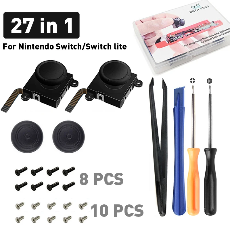 Enhanced 3D Analog Joystick Thumb Stick Replacement Repair Kit with Tool