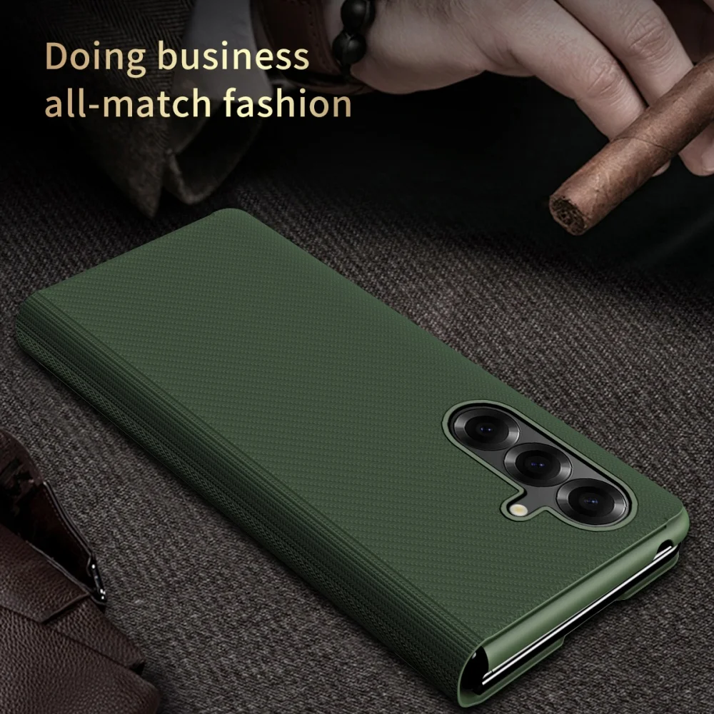 Kevlar Matte Leather Pattern Anti-Fingerprint Folding Business Case