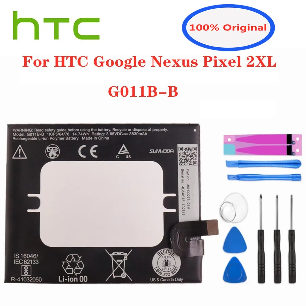 

New 100% Original Battery G011B-B For HTC Google nexus Pixel 2 XL Pixel2 XL Pixel 2XL G011B B 3830mAh Phone Batteries Bateria