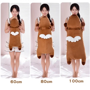 60cm-100cm Kawaii Cartoon Giant Strip Capybara Plush Doll Pillow Lying Brown Orange Wings Creative Capybara Plush Toy Home Decor 6