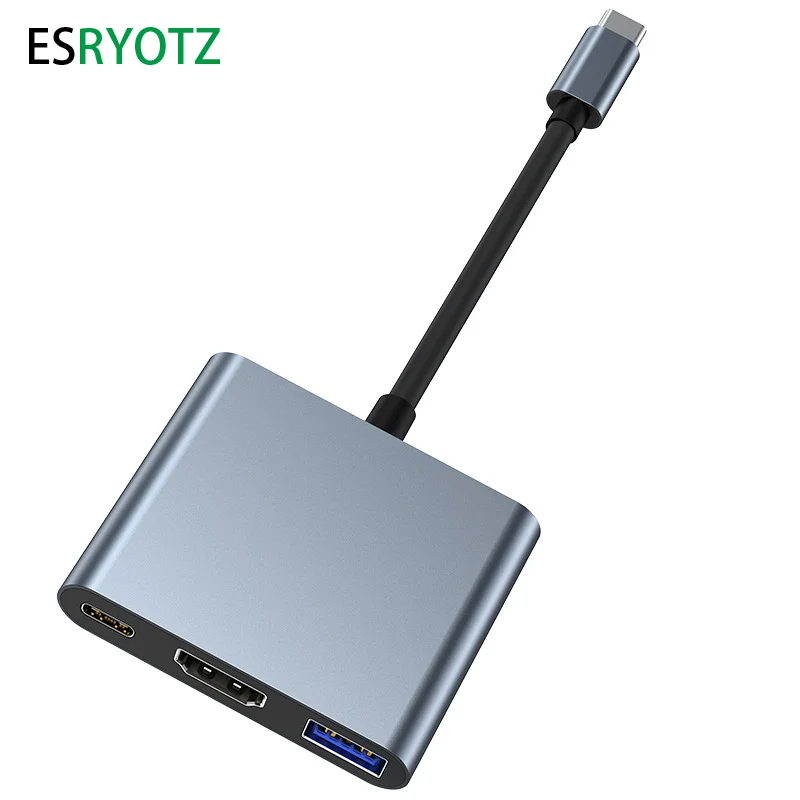 노트북용 고속 충전 도킹 스테이션, C타입 인터페이스, USB C to HDMI 호환 USB-A, USB 3.0, PD 100W, 3 in 1