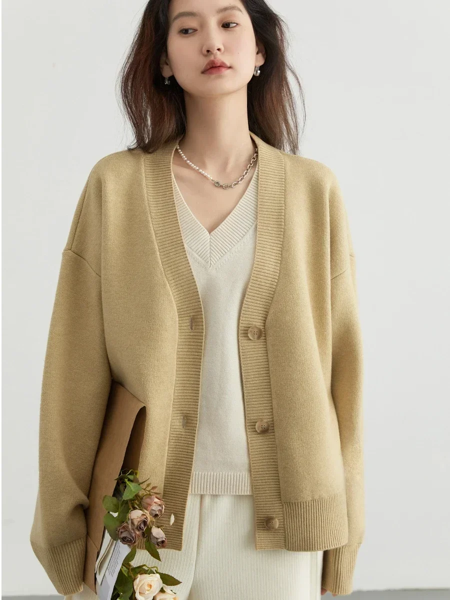 Women Sweater Women Cardigan Loose V-neck Female Sweater Long Sleeved Knit Top for Girl Korean Popular Clothes Spring Autumn