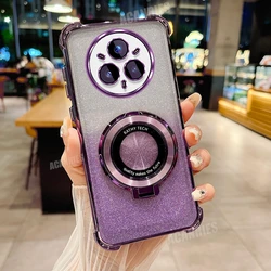 Luxury Plating Stand Case - Shockproof Silicone Protective Cover for Realme 14 Pro (FS SFCX Purple)
