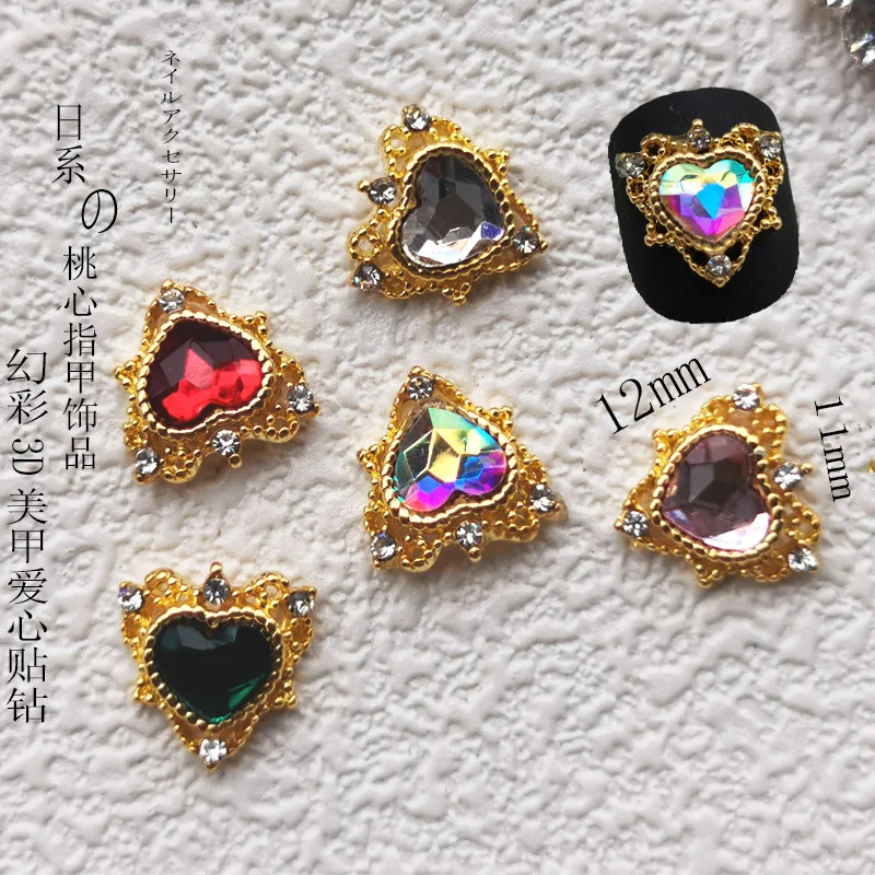 

10Pcs Japanese Heart Design Nail Art Charms Heart-Designer Crystal Charms Jewelry For Nail Art Decoration Manicure Stones