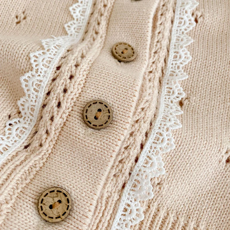 Girls Ruffle Collar Sweaters Hollow Out Baby Knitwear