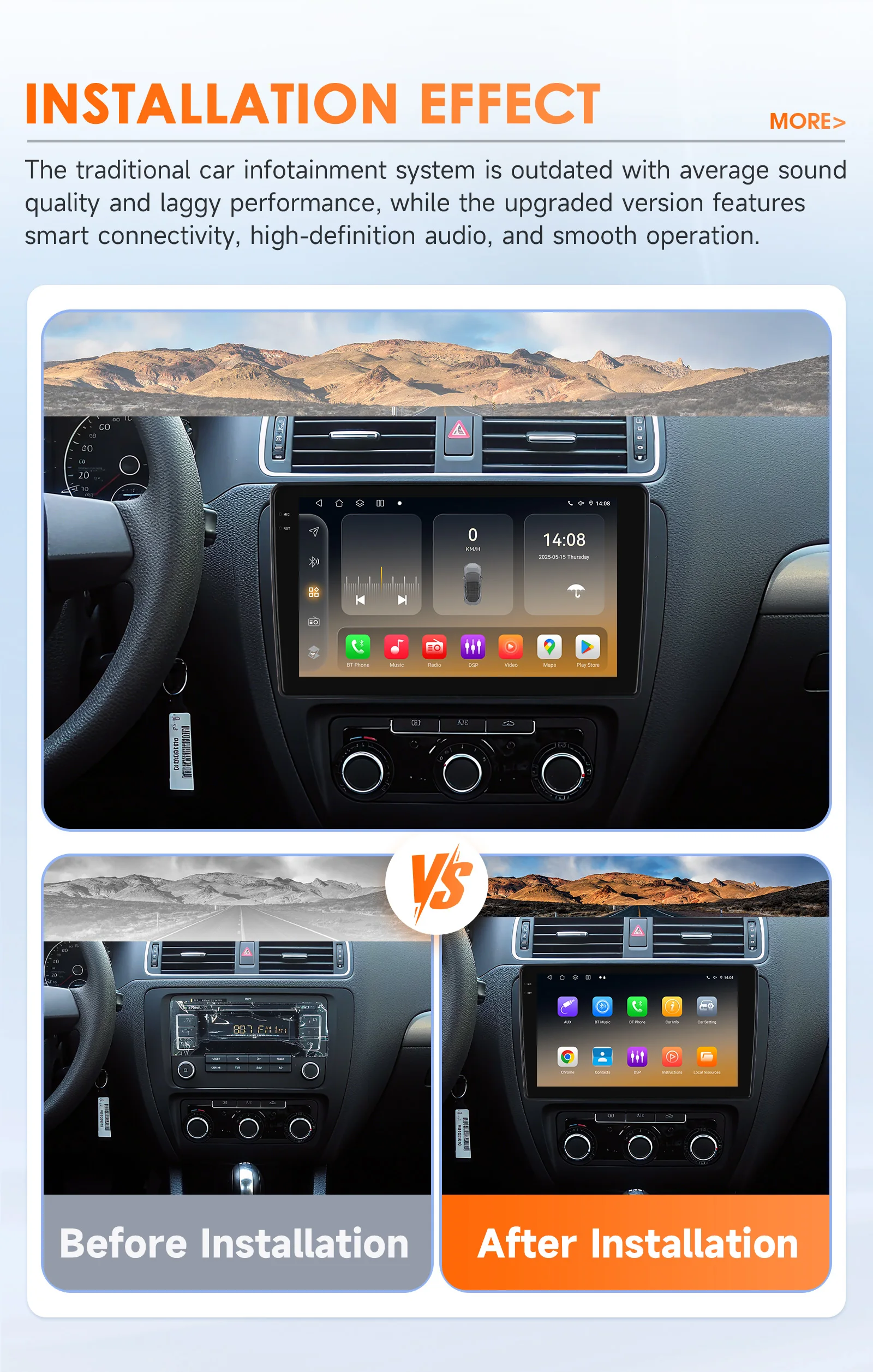 Hizpo 10,1 Zoll Android 14 Autoradio GPS für VW Volkswagen Skoda Octavia Golf 5 6 Touran Passat B6 Polo Jetta 2Din Multimedia-Player – Detail 6