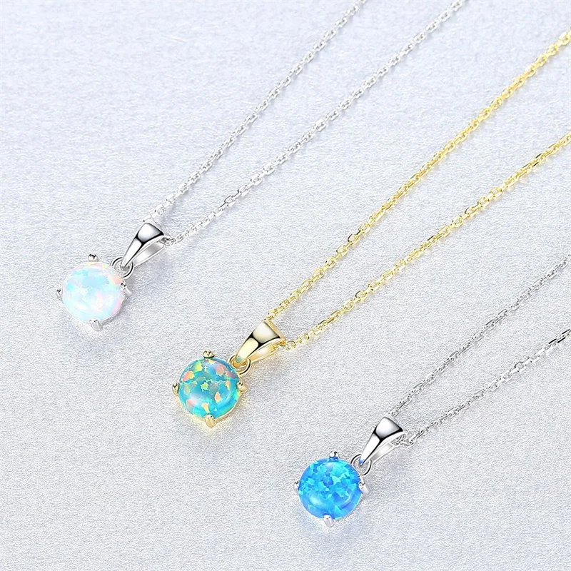 

DX208 Lefei Jewelry s925 Silver Fashion Fine Trendy Fresh Luxury Blue White Aobao Round Necklace Women Party Wedding Charms Gift