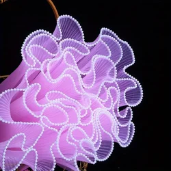 Luxurious Pearl Wave Yarn Flower Wrapping Paper - Elegant Lace Mesh for Handmade Bouquets & Gift Decor (Pink Pearl)
