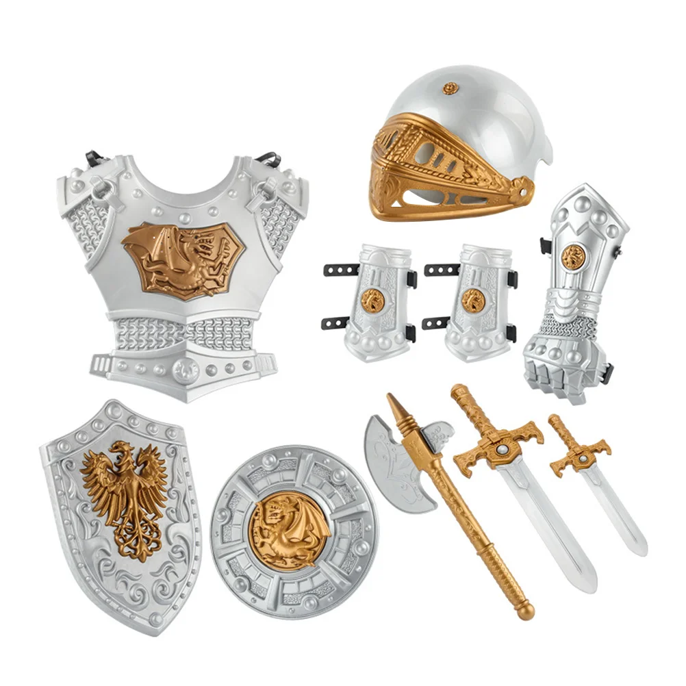 1 Set Knight Costume Armorkids Cosplay Boys Medieval Outfit Performanceclothes Partyrider Soldier Royalset Shield Toy America