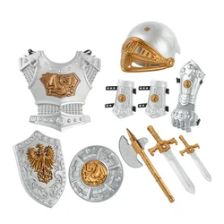 1 Set Knight Costume Armorkids Cosplay Boys Medieval Outfit Performanceclothes Partyrider Soldier Royalset Shield Toy America