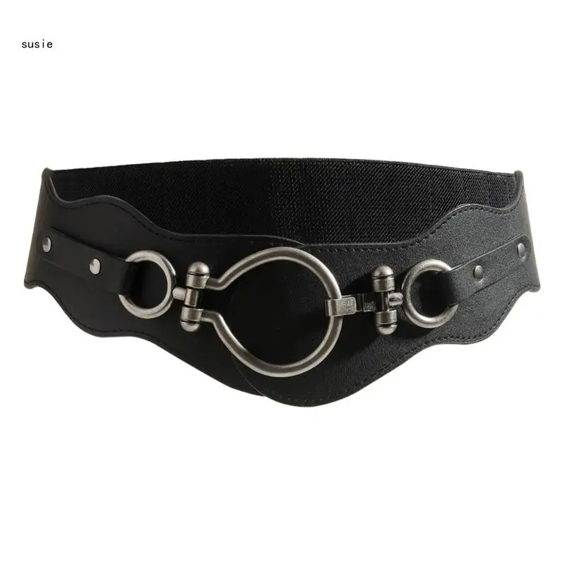 

X7YA Elastic Waist Belt for Women Ladies Dress Corset Fashion Female Stretch Waist Strap with Alloy Buckle for Prom Party
