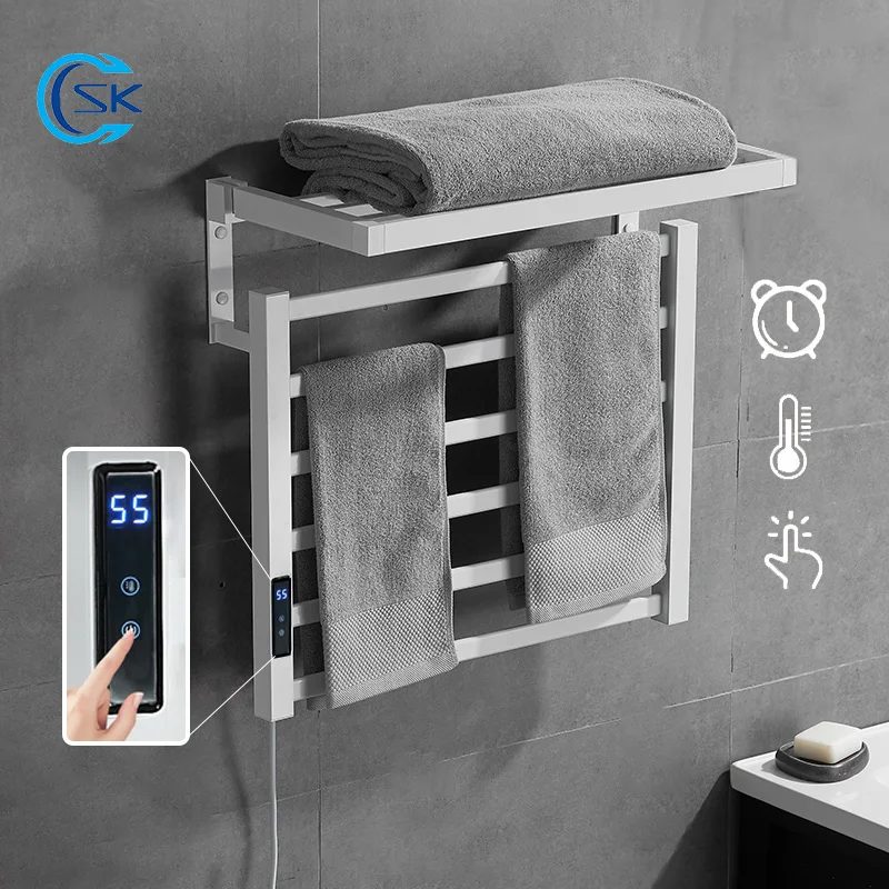 Bathroom Electric Towel Rail With Shelf.Temperature Control Timing Towel  Warmer.Bath Towel Dryer.Electric Towel Rack.Black/White - AliExpress