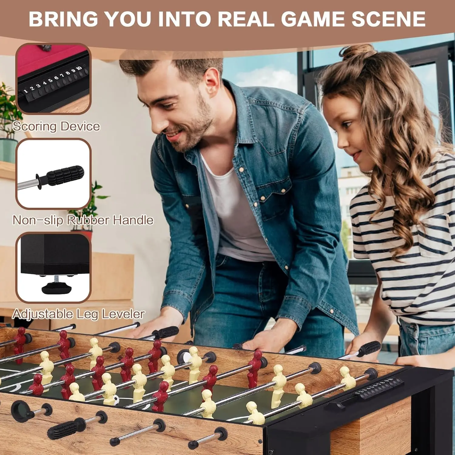 54” 2-in-1 Swivel Multi Game Table - Billiards, Foosball, Combo Game Table Set for Adults Kids, Game Room, Friends & Family w 5