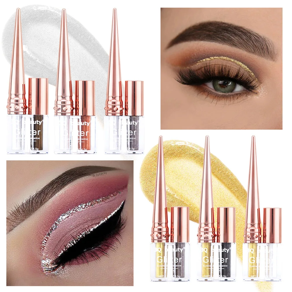 

Liquid Eye Shadow Highlighter Water Proof Super Shiny Lasting Flakes Monochromatic Glitter Brighten Silkworm Makeup Maquillaje