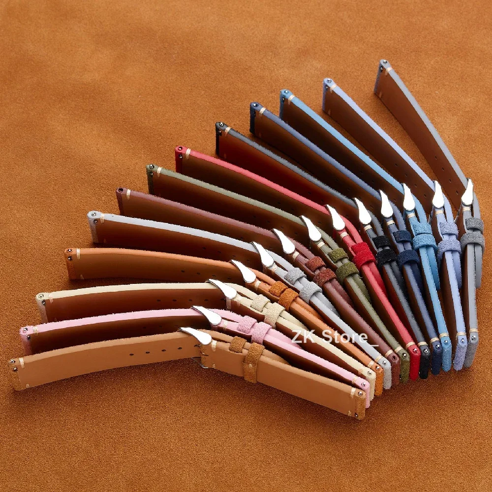 Vintage Genuine Suede Quick Release Watch Straps - Gray, Brown, Black, Beige