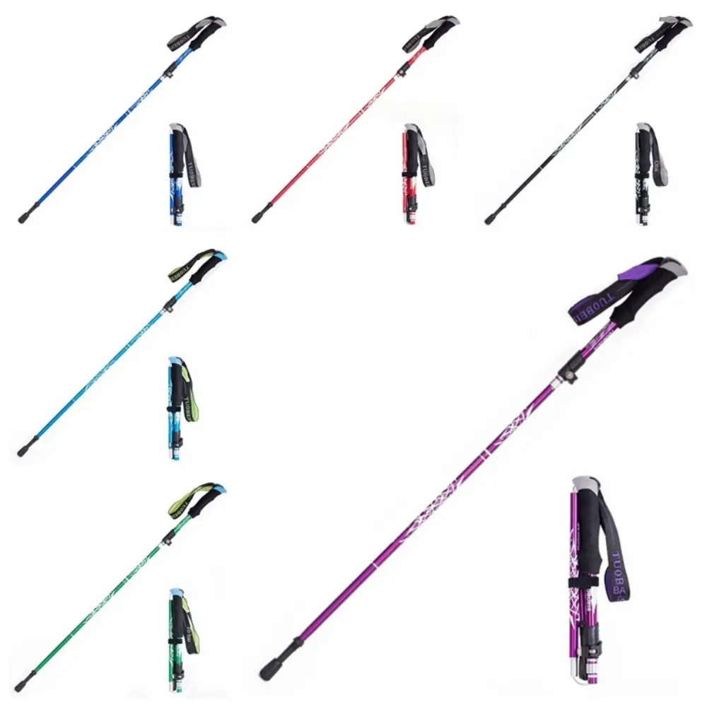 

5 Section Camping Walking Hiking Stick Ultralight Folding Telescopic Climbing Poles Removable Multifunction Trail Running