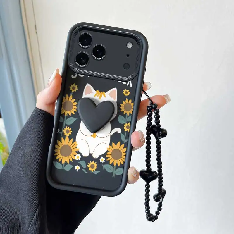 3-Piece Happy Cat Phone Case Set with Lanyard and Craft Embellishments