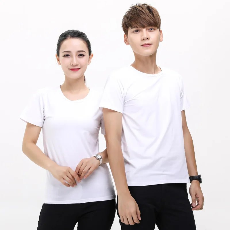 Polyester Sublimation Blank White T-Shirts for Man Women Kids Casual Short Sleeve Summer Tops Tee Shirts