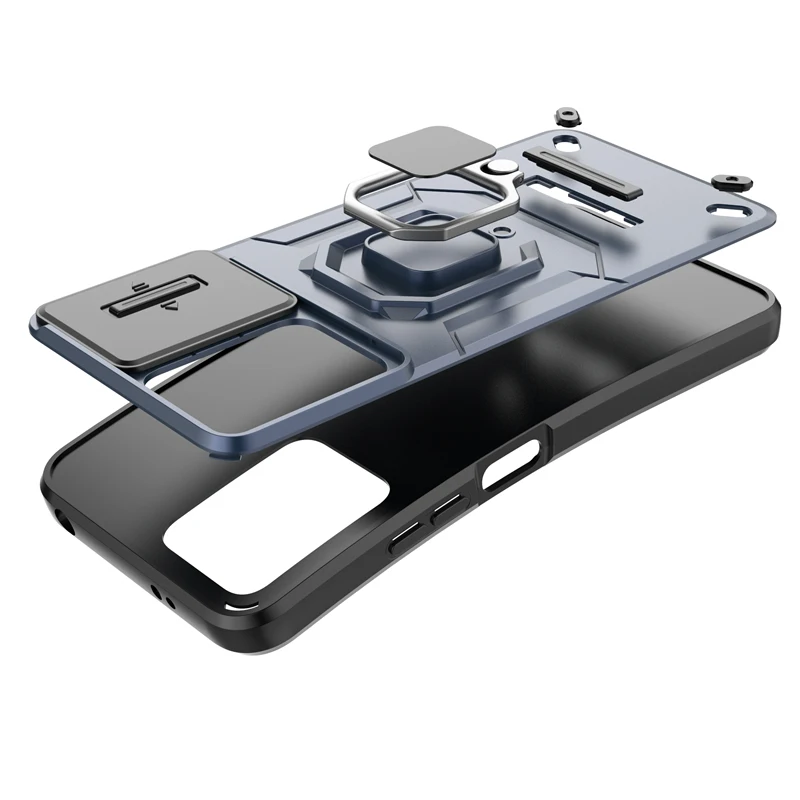 Funda compatible con Xiaomi Poco F5 para hombres, cubierta de lente de  cámara deslizante [tarjetero extraíble] con soporte para automóvil con  anillo