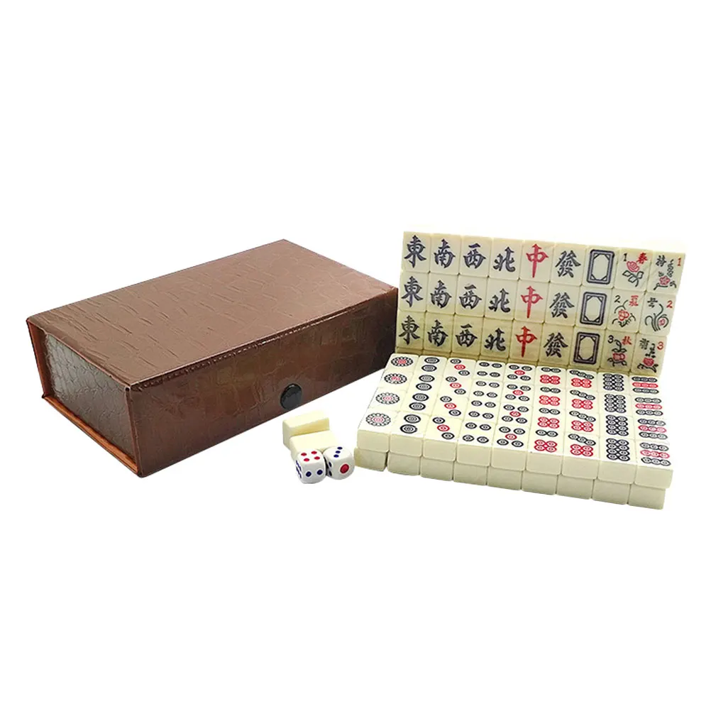 Jeu De Mahjong De Voyage AIYING - 144 Cartes + 2 Dés - Version Silencieuse - Parfait Pour Camping, Maison