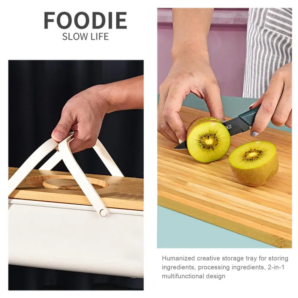 

Versatile Bread Storage Box Capacity Portable Bread Box with Wood Cutting Board Lid Food Grade Plastic Container for Toast