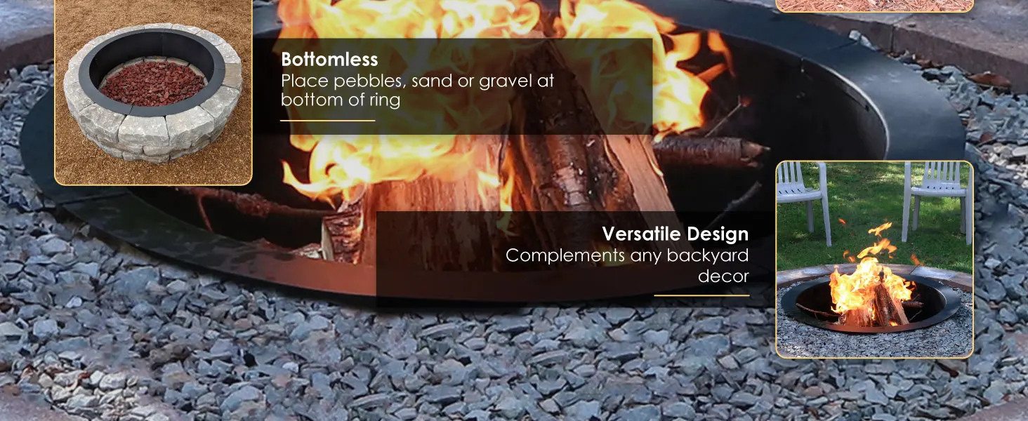 Sunnydaze Fire Pit Rim In-Ground Fire Pit - 30-Inch, bottomless, versatile design