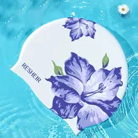Lightweight Silicone Swimming Cap Waterproof Elastic Diving Cap Protect Ears Flower Pattern Bathing Cap Swim Pool 1