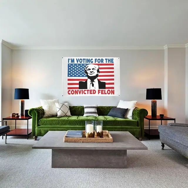 Fun Trump Tapestry Polyester Stars And Strip Design Guilty Trump Flags Colorful Tapestry Decorative Wall Decor With 2 Brass 1